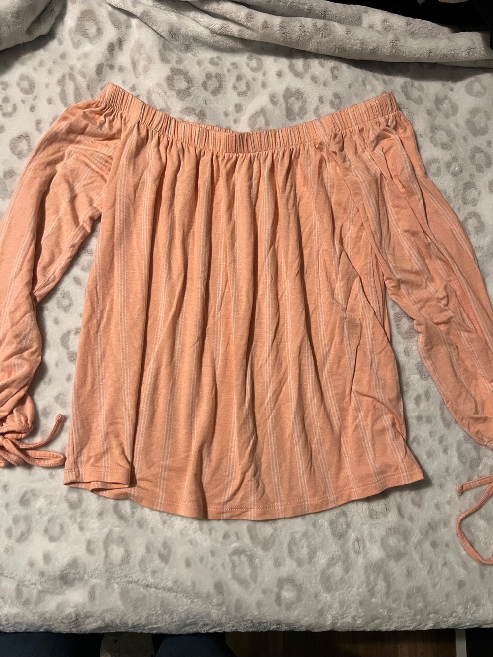 Ardene Peach Off-Shoulder Long Sleeve Top